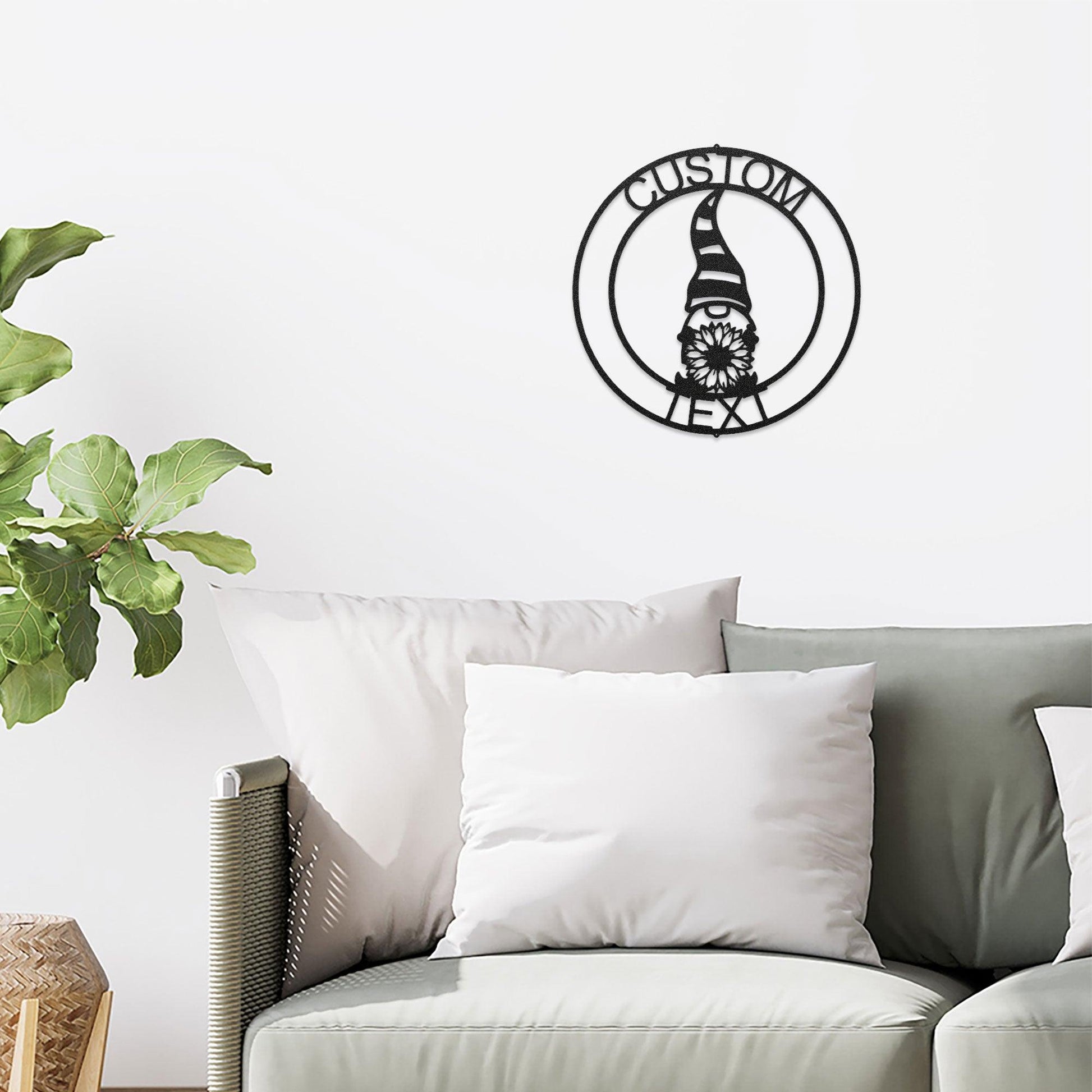 Spring Gnome Custom Name Metal Art Wall Sign Home Decor - Mallard Moon Gift Shop