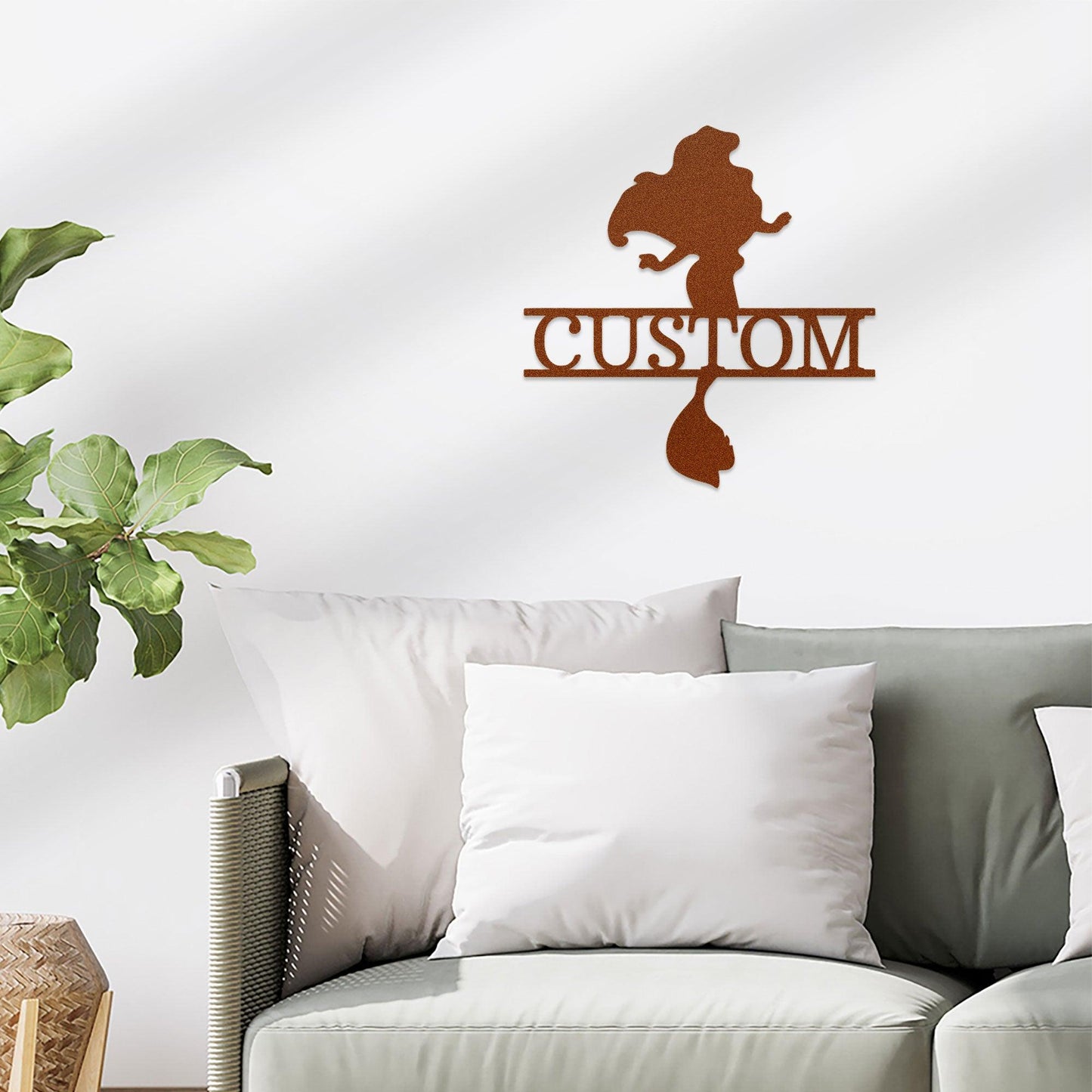 Princess Silhouette Monogram Metal Art Steel Wall Sign - Mallard Moon Gift Shop