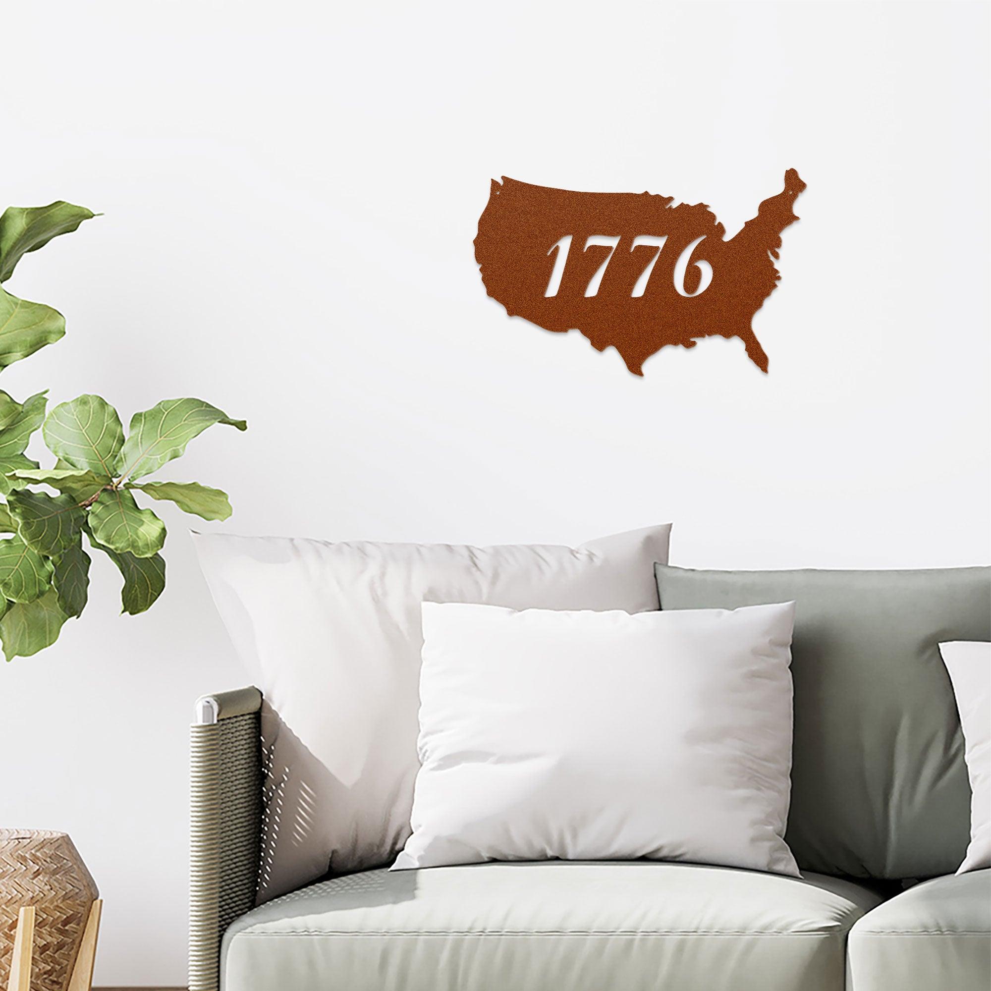 Patriotic Gift 1776 Metal Art Steel Wall Sign - Mallard Moon Gift Shop