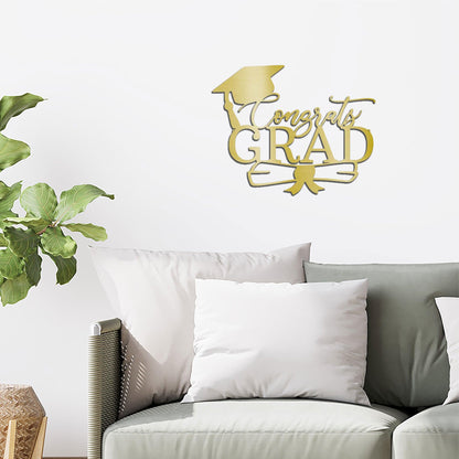 Congrats Grad Cap and Diploma Metal Art Steel Wall Sign Graduation Gift - Mallard Moon Gift Shop