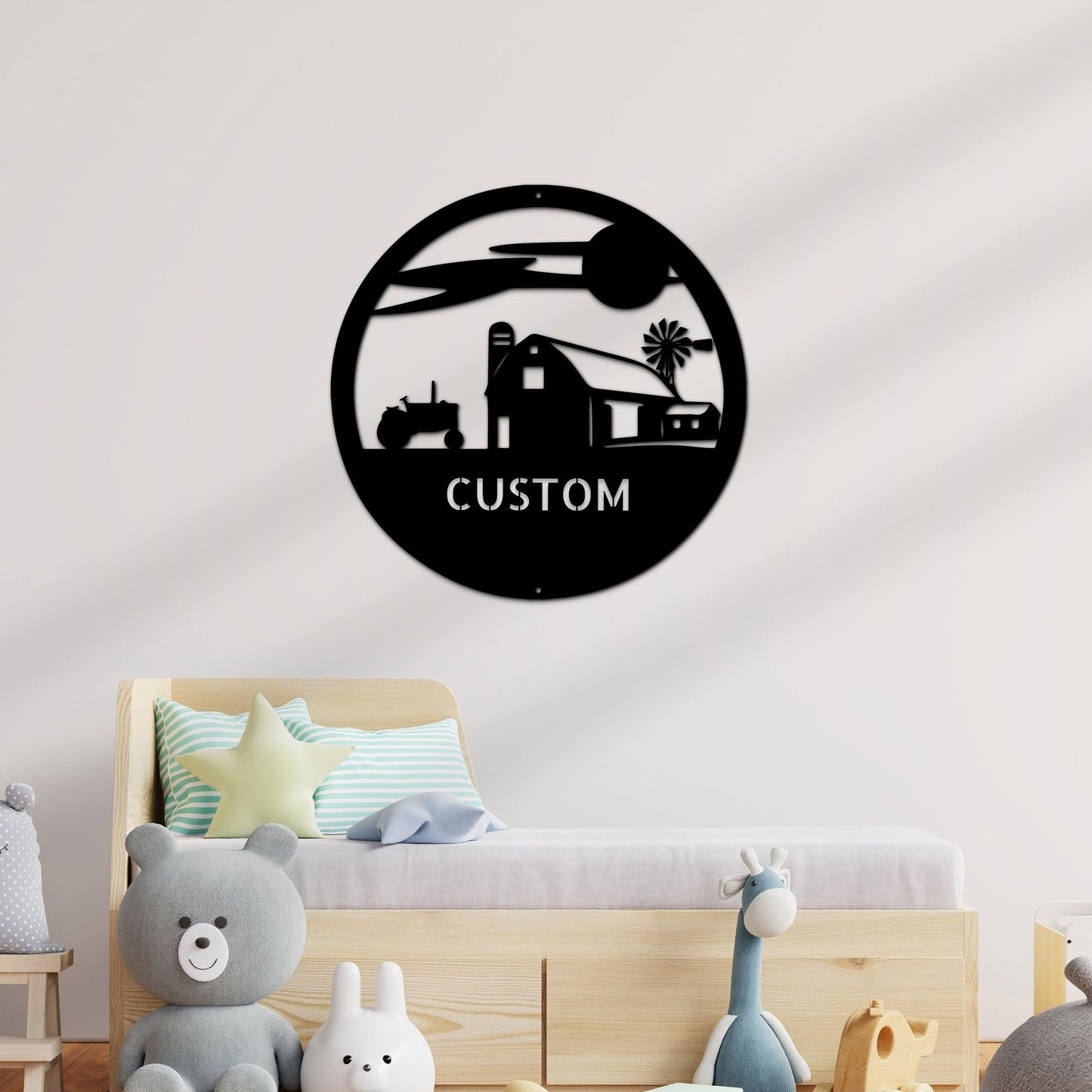 Southern Sky Farm Scene Custom Name Steel Wall Sign - Mallard Moon Gift Shop