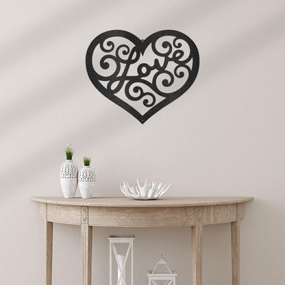 Love Heart Swirl Metal Wall Art - Mallard Moon Gift Shop