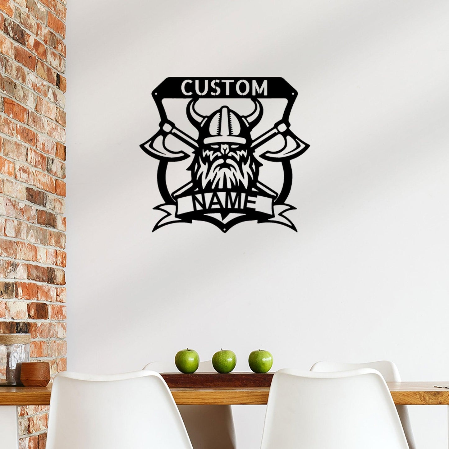 Viking Battle Axe Plaque Monogram Personalized Name Indoor Outdoor Steel Wall Sign Metal Art - Mallard Moon Gift Shop