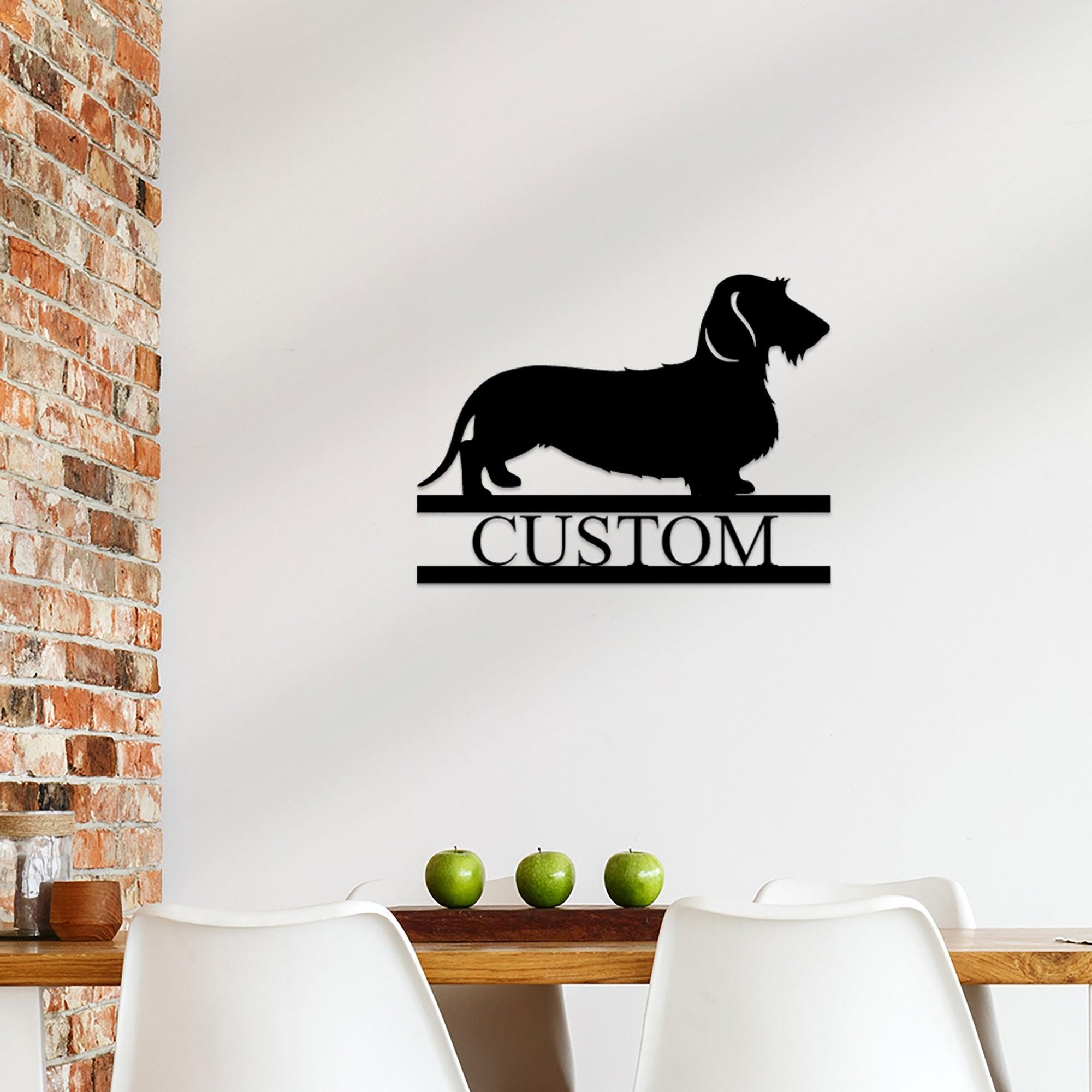 Dachshund Wire Haired Custom Name Metal Wall Sign - Mallard Moon Gift Shop