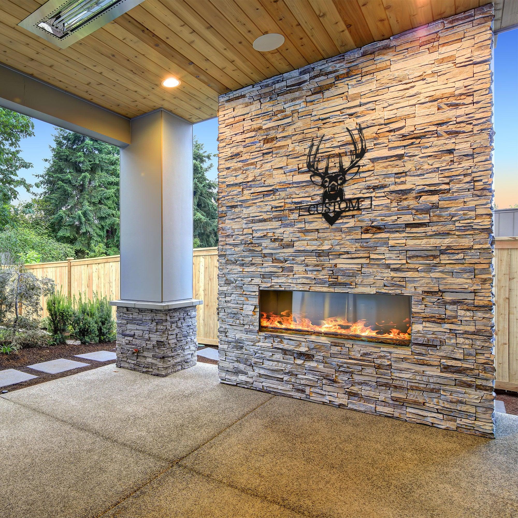 Deer Buck Head Mount Monogram Personalized Name Metal Art Wall Sign - Mallard Moon Gift Shop