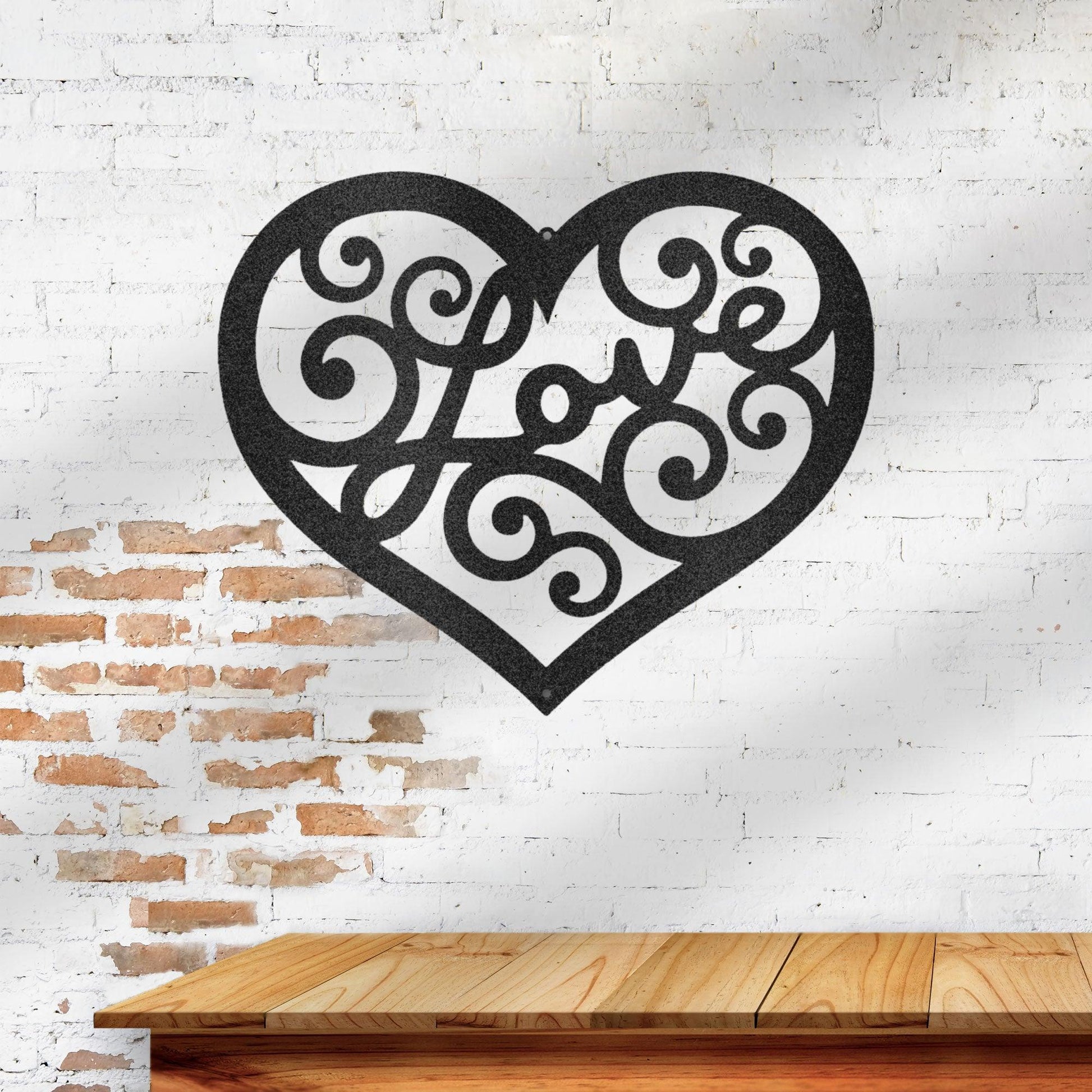 Love Heart Swirl Metal Wall Art - Mallard Moon Gift Shop