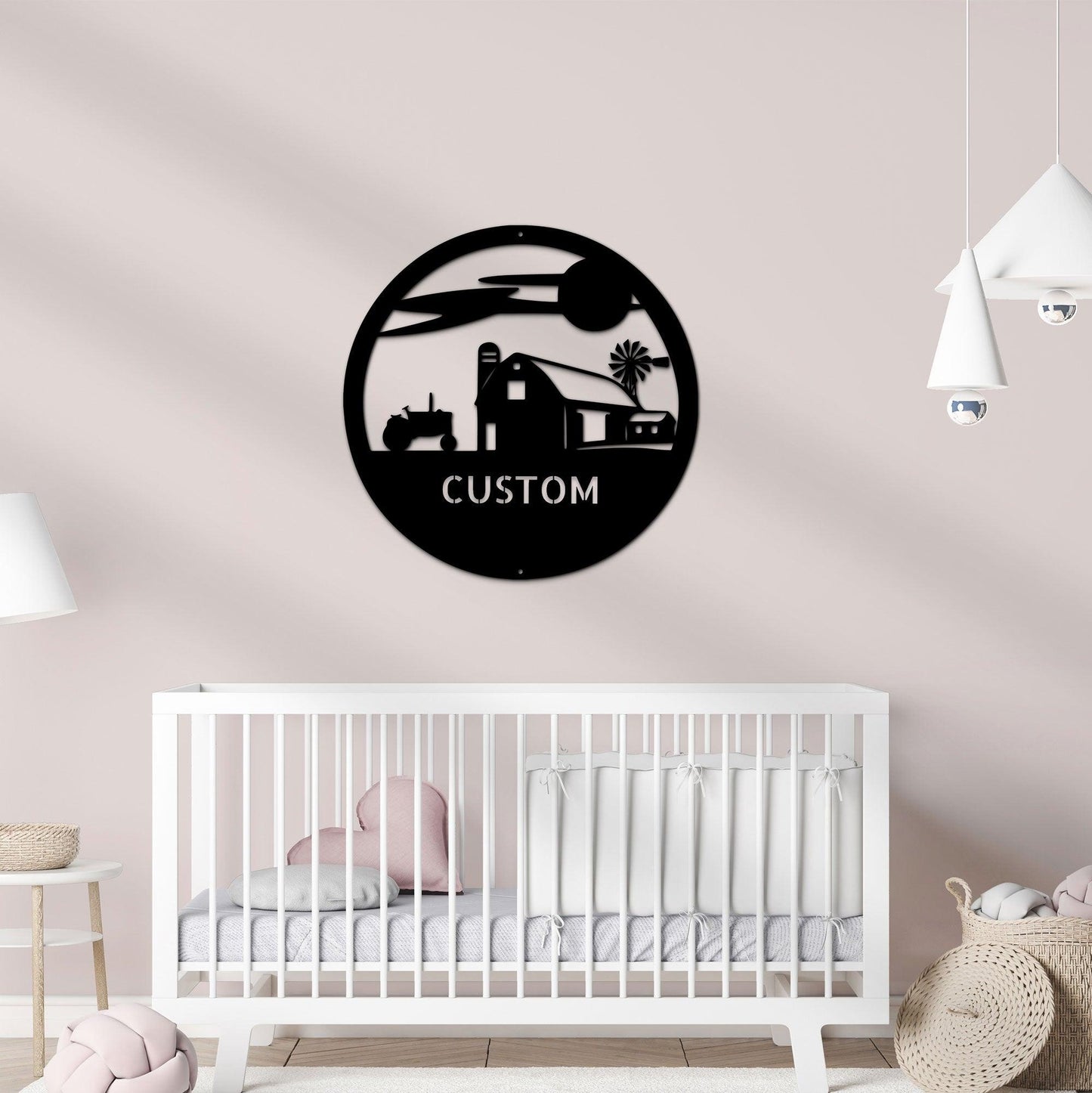 Southern Sky Farm Scene Custom Name Steel Wall Sign - Mallard Moon Gift Shop