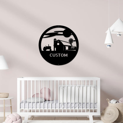 Southern Sky Farm Scene Custom Name Steel Wall Sign - Mallard Moon Gift Shop