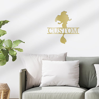 Princess Silhouette Monogram Metal Art Steel Wall Sign - Mallard Moon Gift Shop