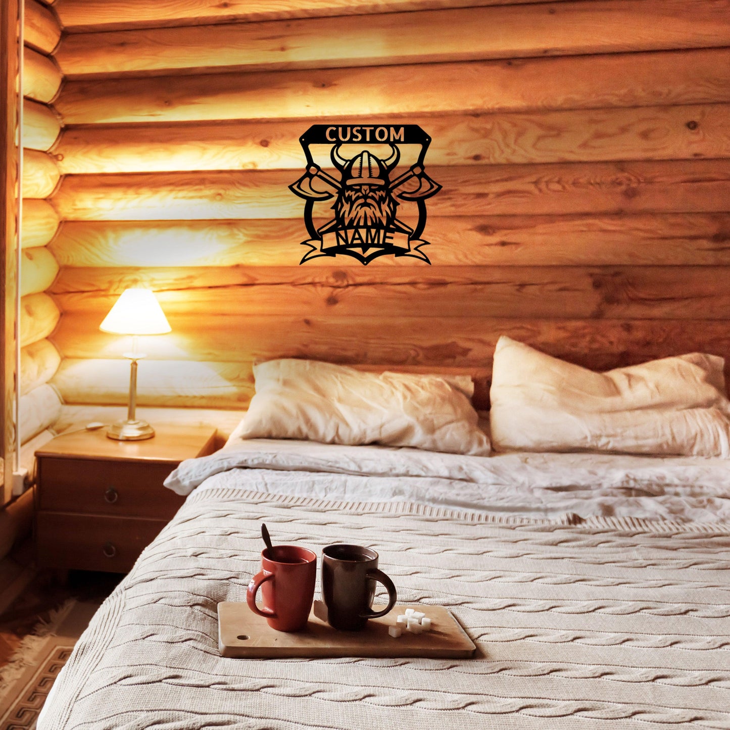 Viking Battle Axe Plaque Monogram Personalized Name Indoor Outdoor Steel Wall Sign Metal Art - Mallard Moon Gift Shop