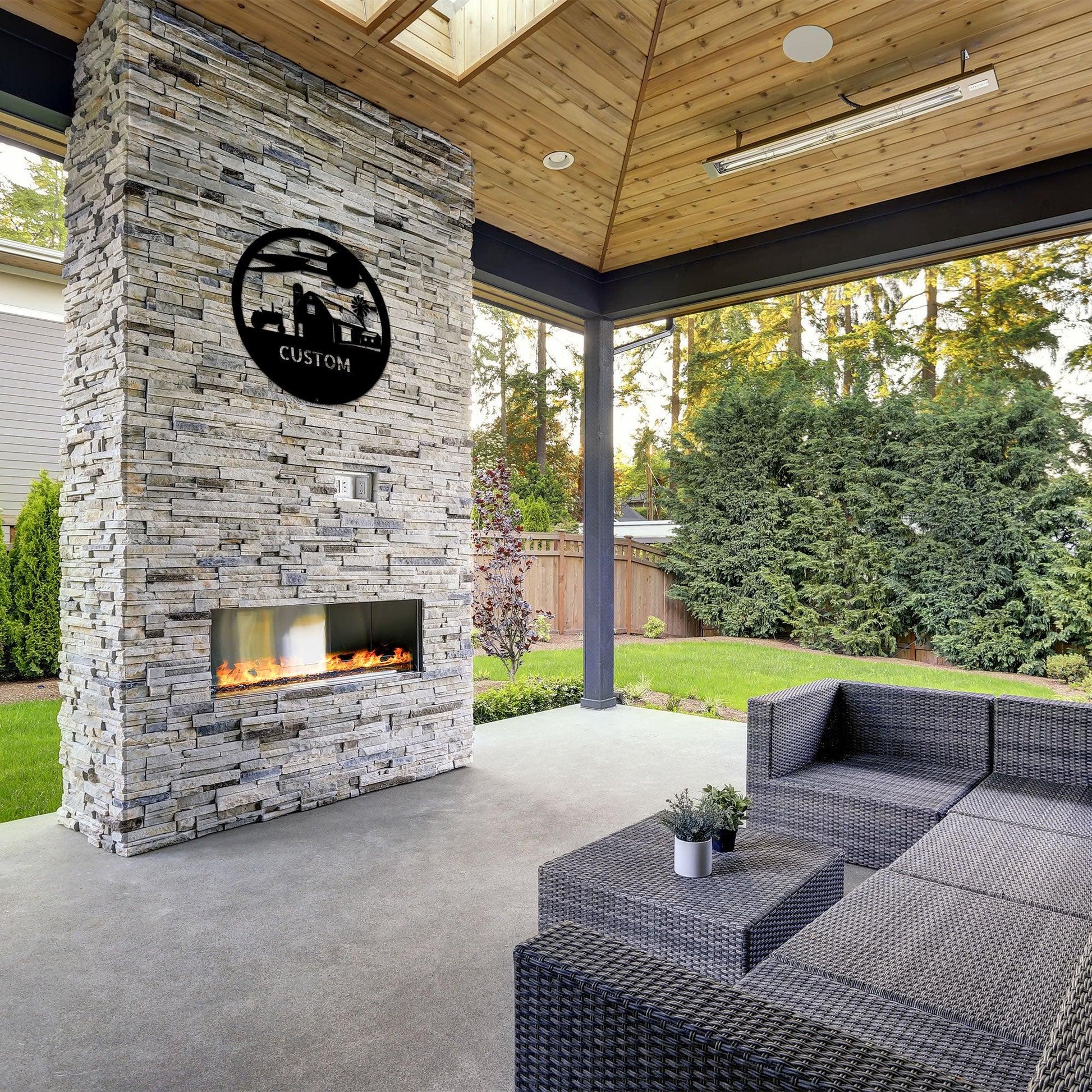 Southern Sky Farm Scene Custom Name Steel Wall Sign - Mallard Moon Gift Shop