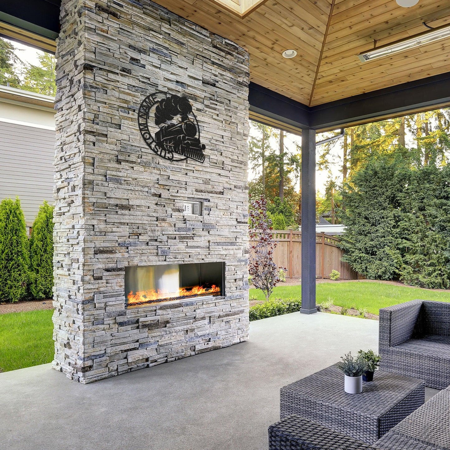 Steam Locomotive Train Custom Name Metal Art Wall Sign - Mallard Moon Gift Shop