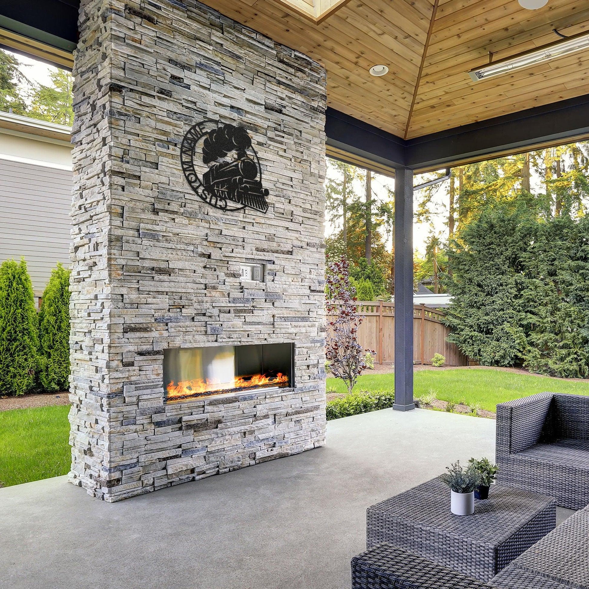 Steam Locomotive Train Custom Name Metal Art Wall Sign - Mallard Moon Gift Shop