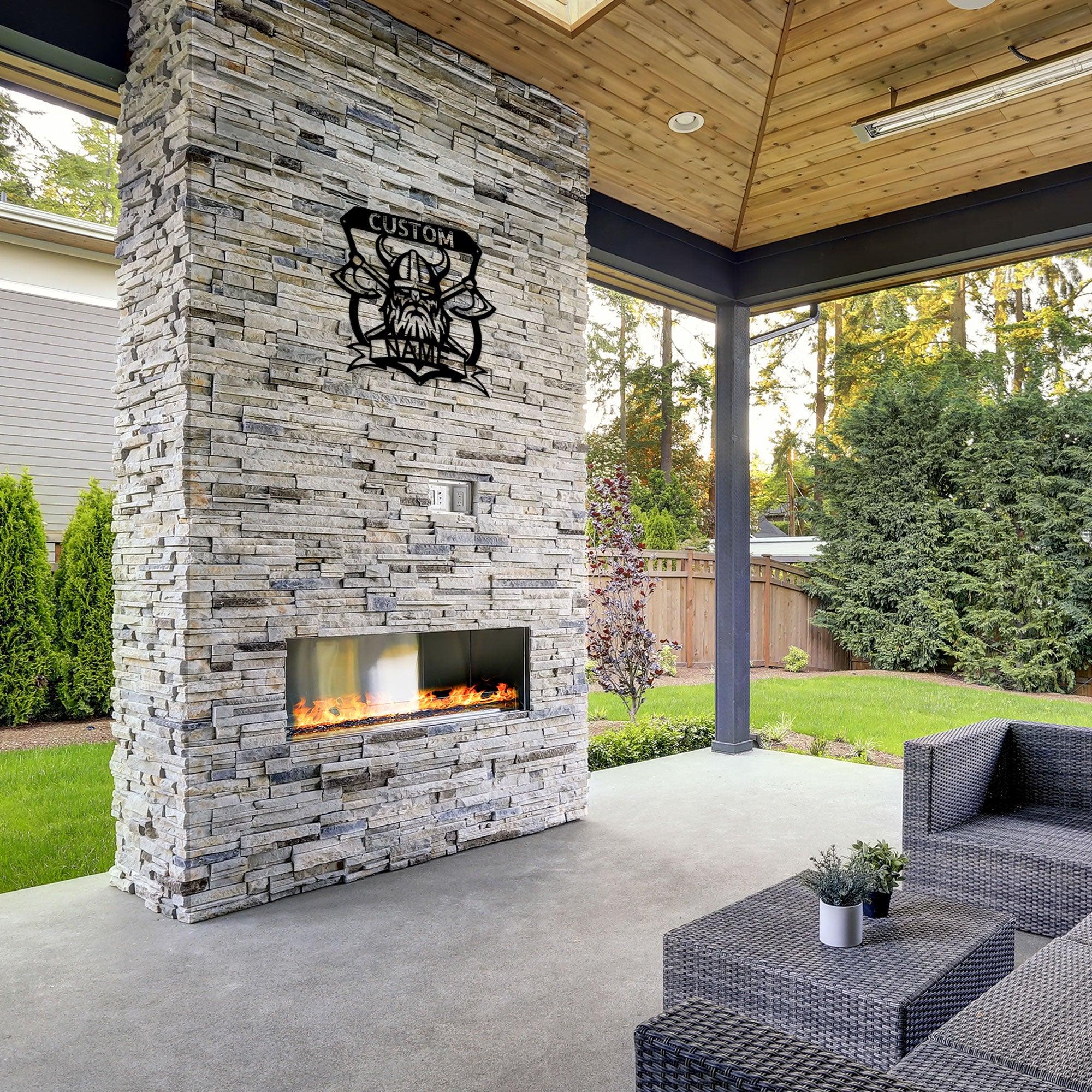 Viking Battle Axe Plaque Monogram Personalized Name Indoor Outdoor Steel Wall Sign Metal Art - Mallard Moon Gift Shop