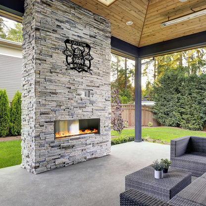 Viking Battle Axe Plaque Monogram Personalized Name Indoor Outdoor Steel Wall Sign Metal Art - Mallard Moon Gift Shop