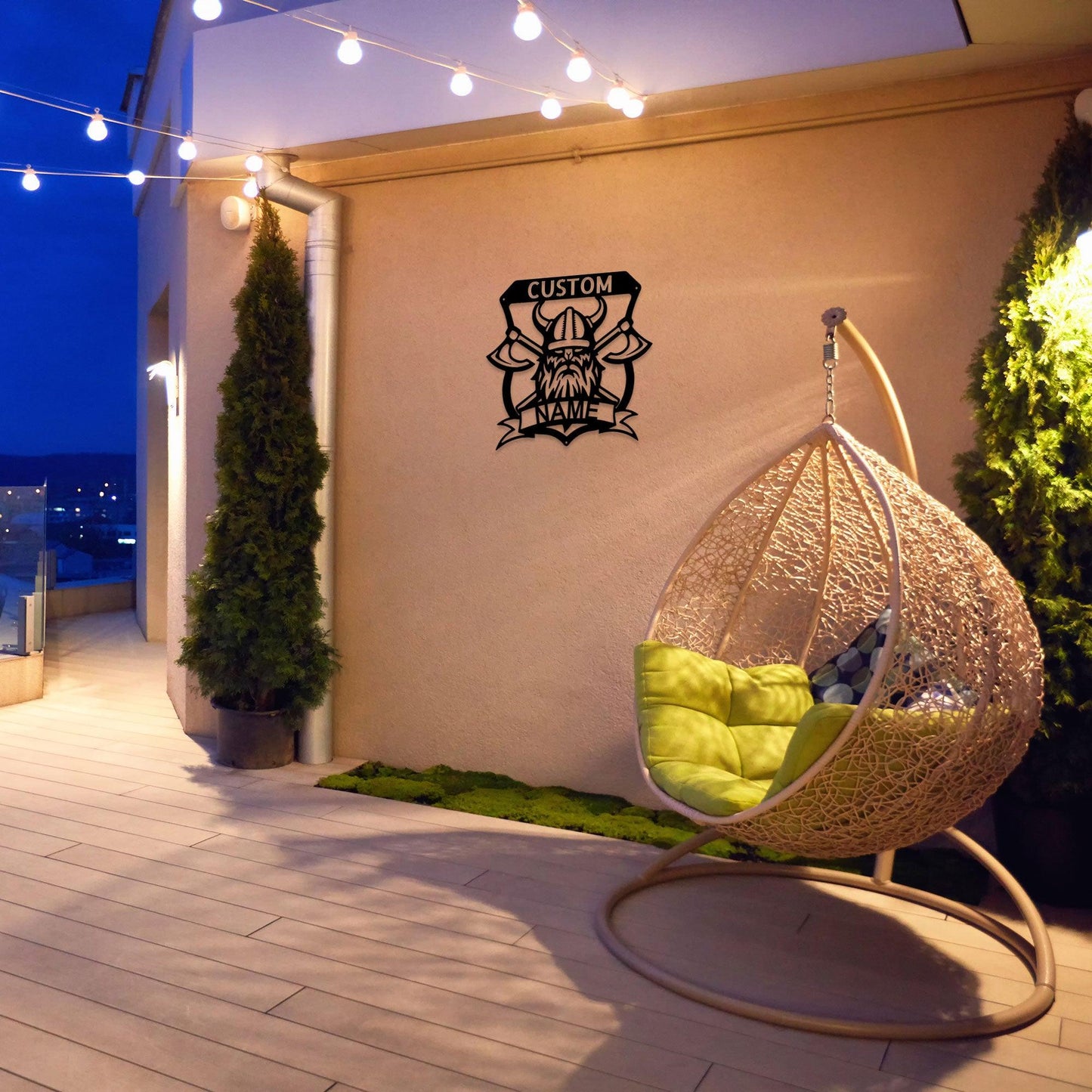 Viking Battle Axe Plaque Monogram Personalized Name Indoor Outdoor Steel Wall Sign Metal Art - Mallard Moon Gift Shop