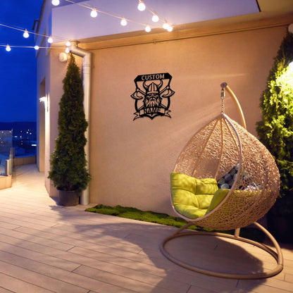 Viking Battle Axe Plaque Monogram Personalized Name Indoor Outdoor Steel Wall Sign Metal Art - Mallard Moon Gift Shop