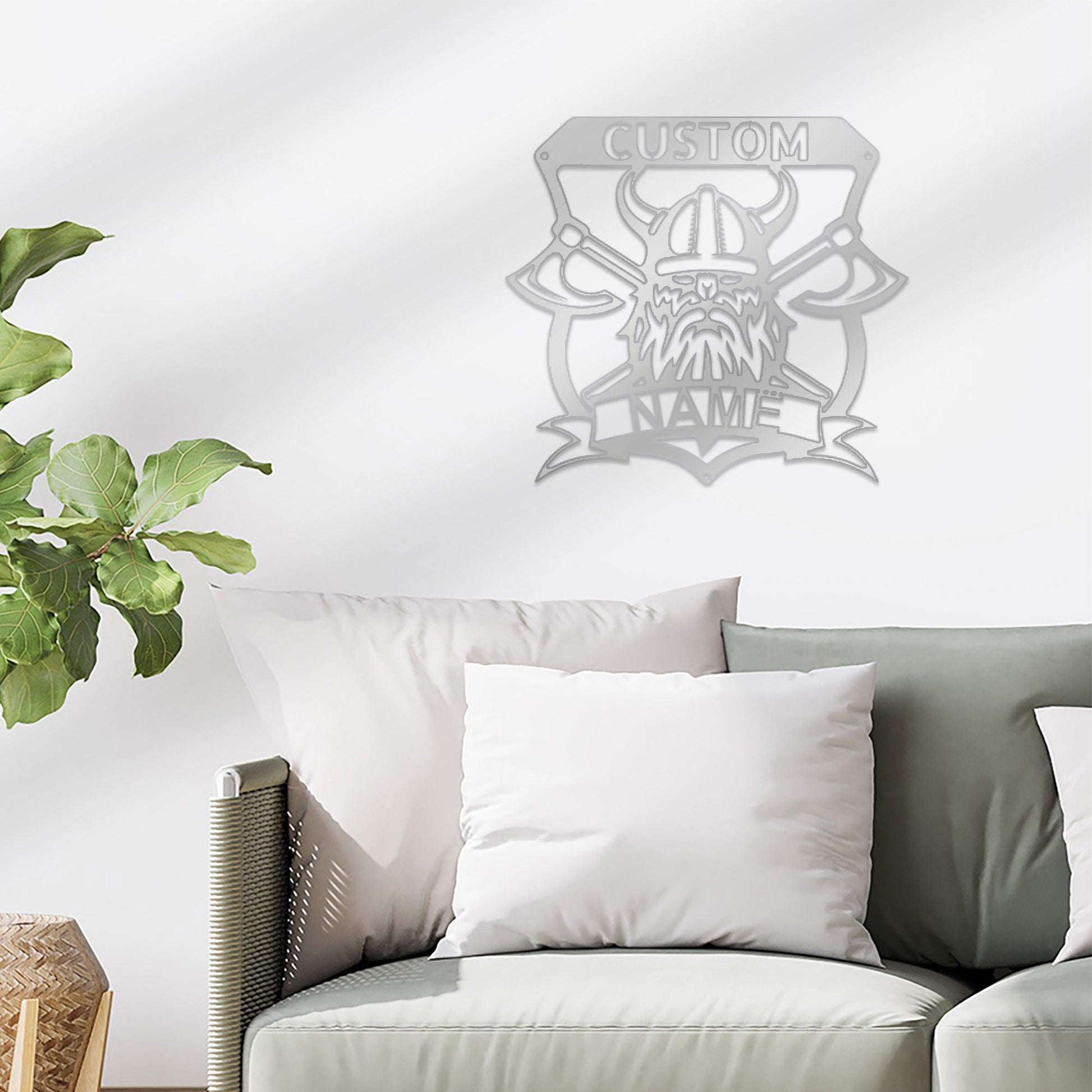 Viking Battle Axe Plaque Monogram Personalized Name Indoor Outdoor Steel Wall Sign Metal Art - Mallard Moon Gift Shop