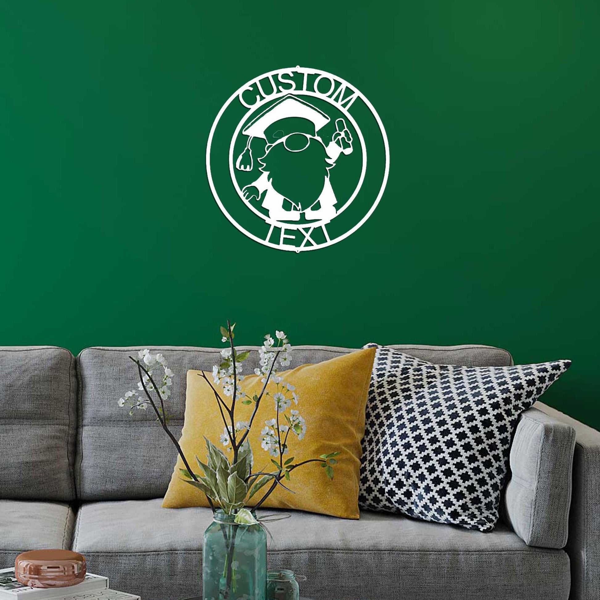 Gnome Graduate Custom Name Metal Art Wall Sign Home Decor - Mallard Moon Gift Shop