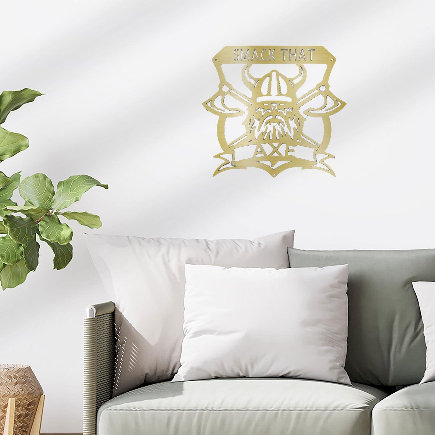 Viking Battle Axe Plaque Monogram Personalized Name Indoor Outdoor Steel Wall Sign Metal Art - Mallard Moon Gift Shop