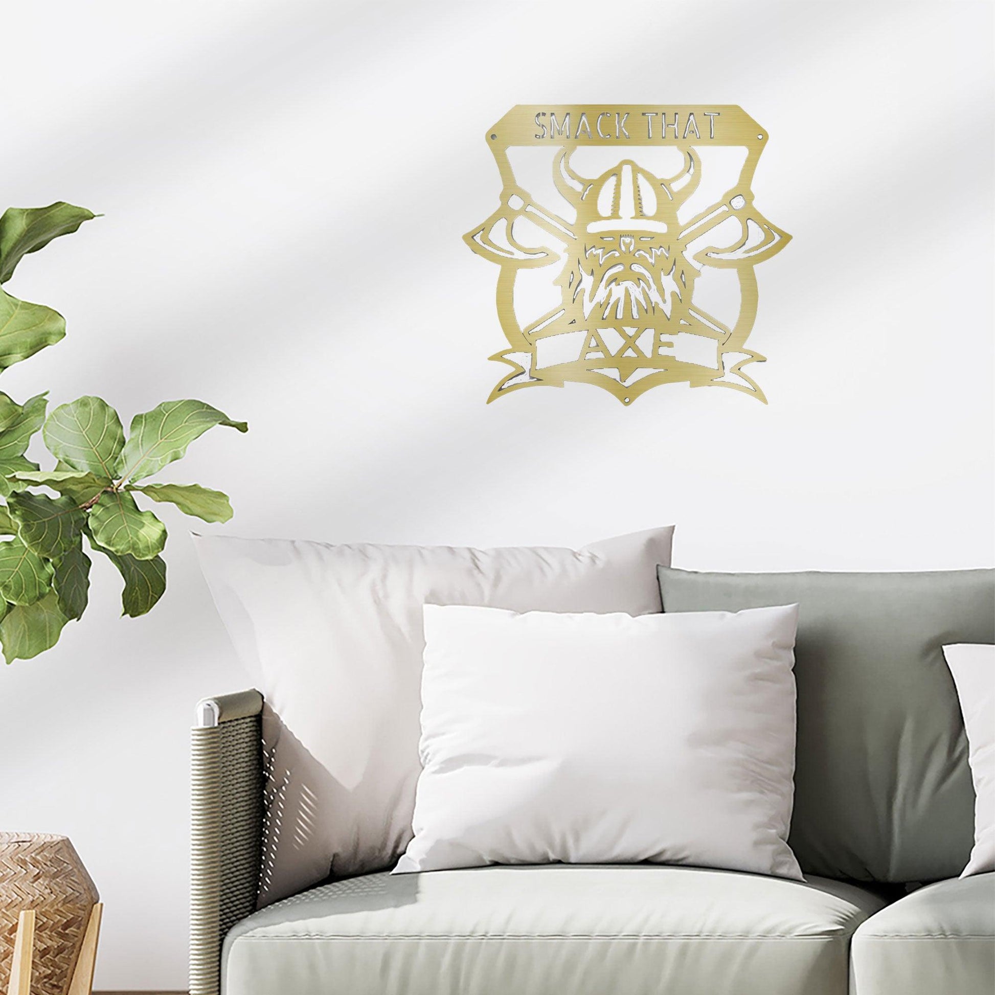 Viking Battle Axe Plaque Monogram Personalized Name Indoor Outdoor Steel Wall Sign Metal Art - Mallard Moon Gift Shop