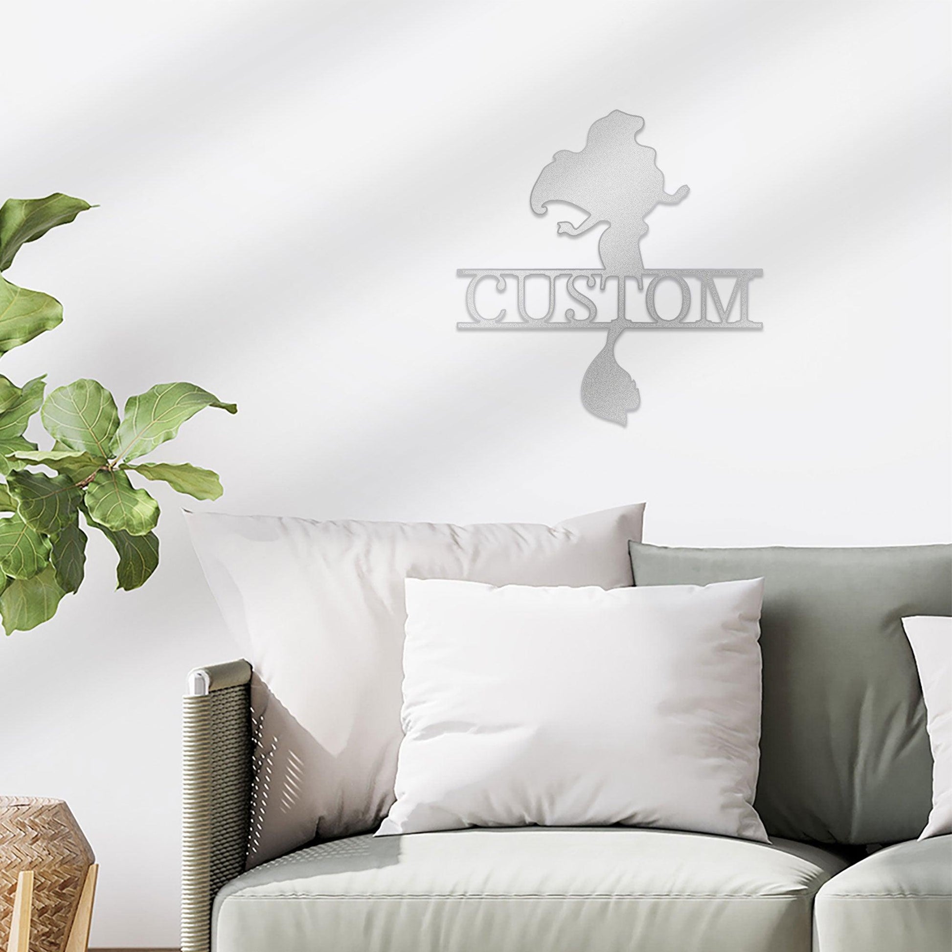 Princess Silhouette Monogram Metal Art Steel Wall Sign - Mallard Moon Gift Shop