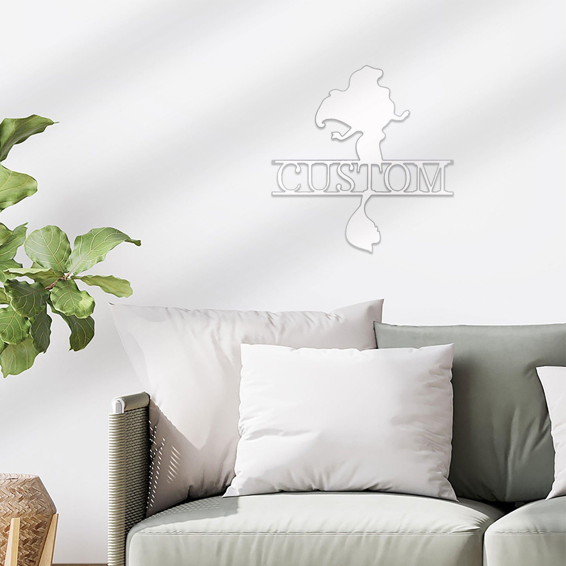 Princess Silhouette Monogram Metal Art Steel Wall Sign - Mallard Moon Gift Shop