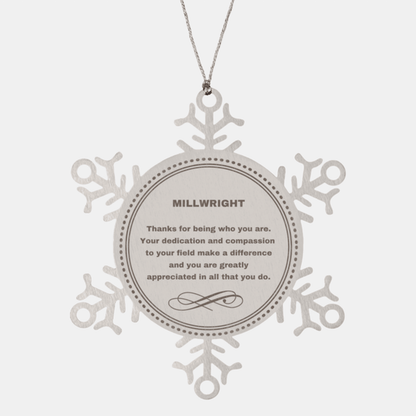 Millwright Snowflake Ornament - Thanks for being who you are - Birthday Christmas Jewelry Gifts Coworkers Colleague Boss