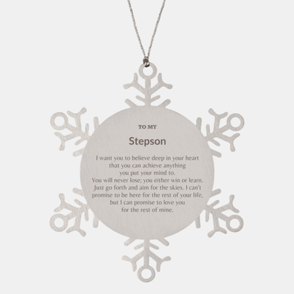 Motivational Stepson Snowflake Ornament, Stepson I can promise to love you for the rest of mine, Christmas Birthday Gift