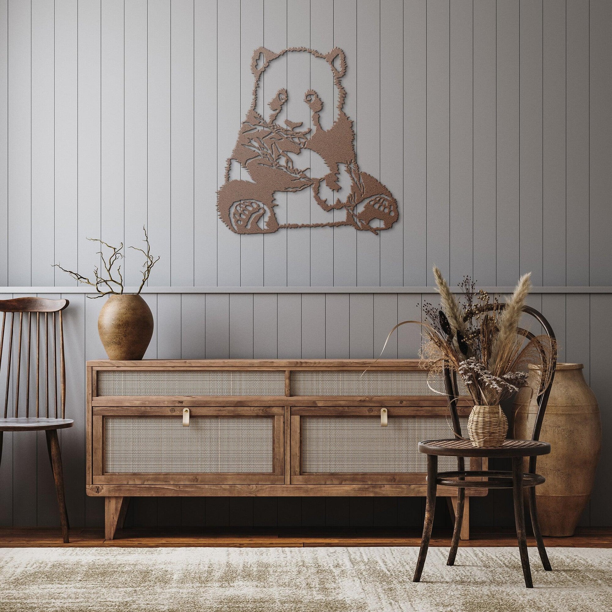 Panda Bear Metal Wall Art - Mallard Moon Gift Shop