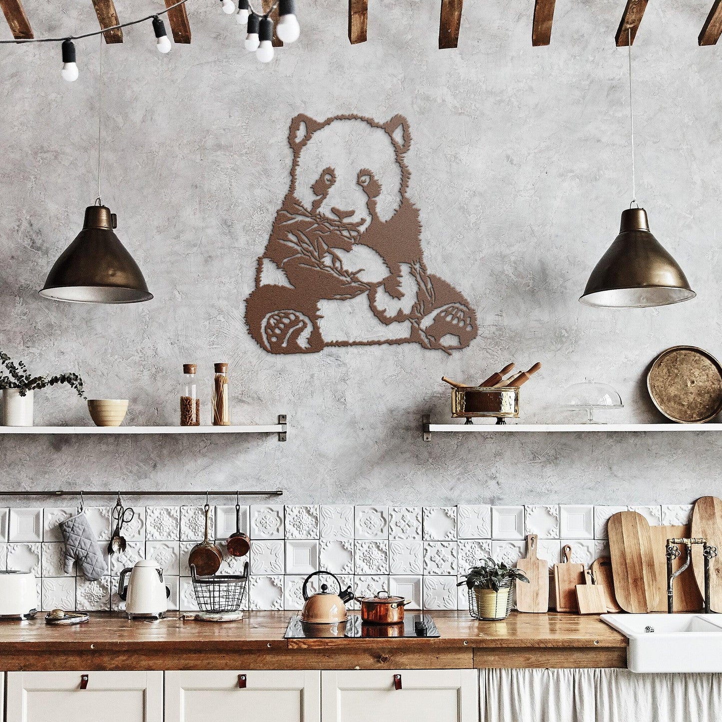 Panda Bear Metal Wall Art - Mallard Moon Gift Shop