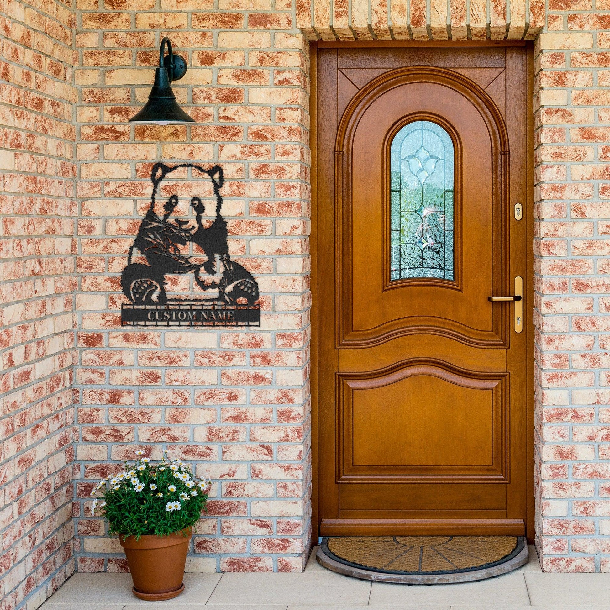 Panda Bear Personalized Metal Art Wall Sign - Mallard Moon Gift Shop