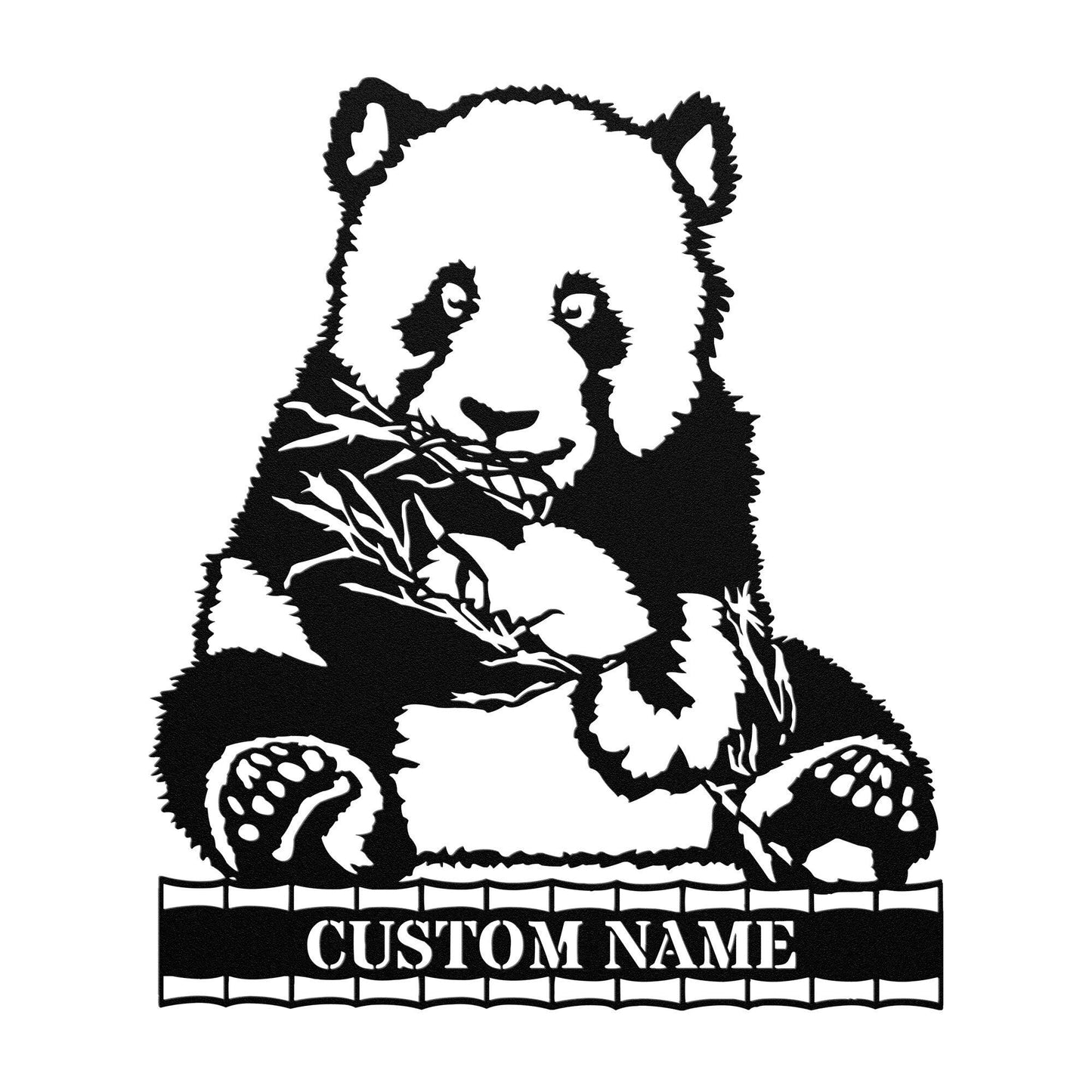 Panda Bear Personalized Metal Art Wall Sign - Mallard Moon Gift Shop