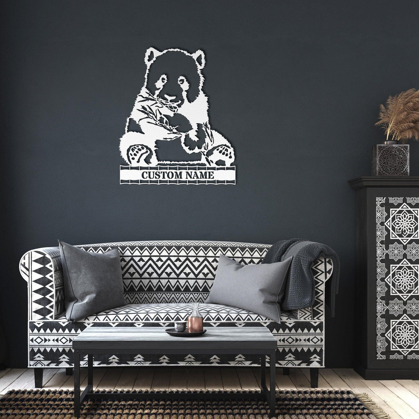 Panda Bear Personalized Metal Art Wall Sign - Mallard Moon Gift Shop