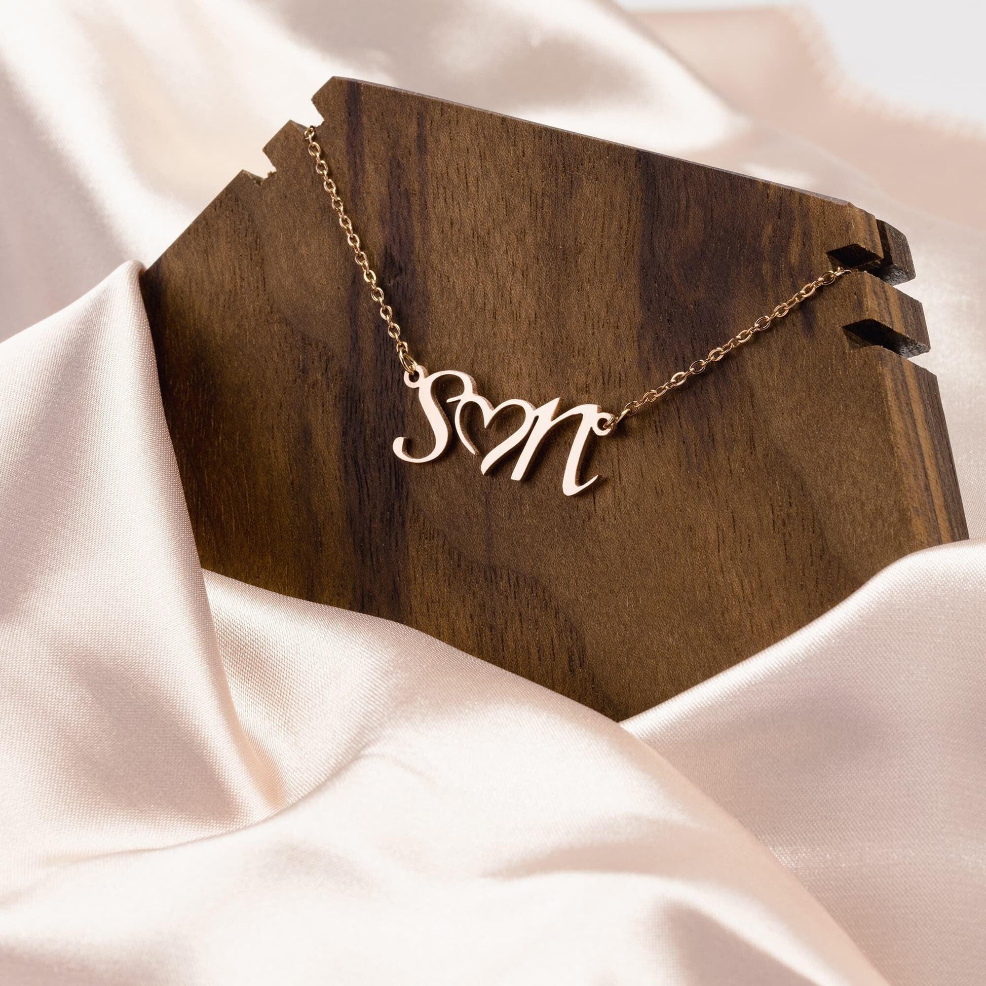Personalized Double Initial Heart Necklace - Mallard Moon Gift Shop