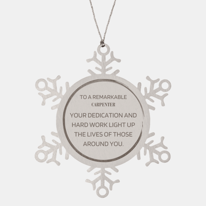 Remarkable Carpenter Gifts, Your dedication and hard work, Inspirational Birthday Christmas Unique Snowflake Ornament For Carpenter, Coworkers, Men, Women, Friends