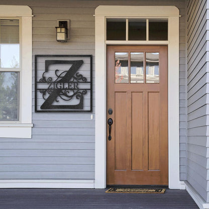 Personalized Split Square Custom Initial and Name Steel Wall Sign Metal Art - Mallard Moon Gift Shop