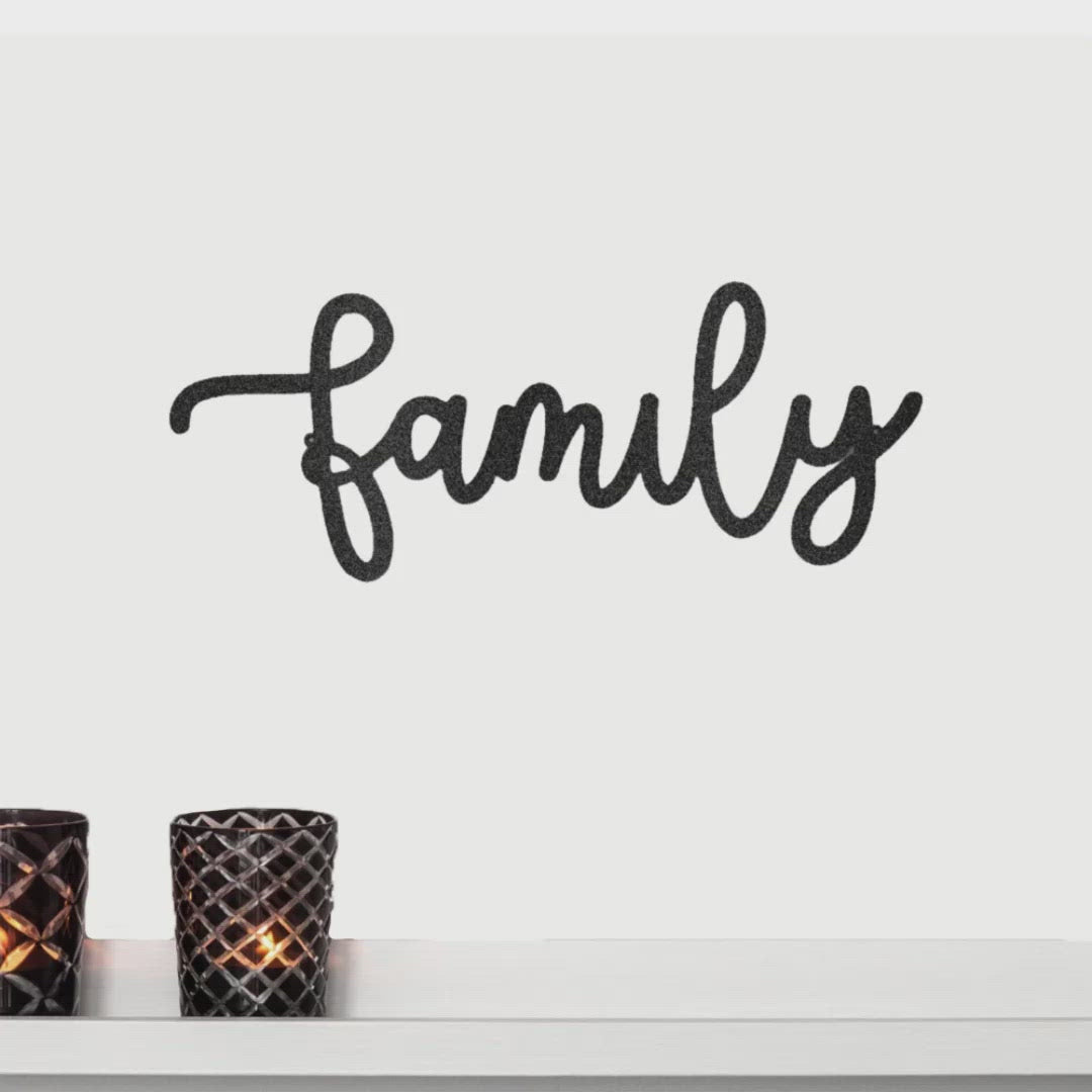 Family Script Indoor Outdoor Metal Wall Art