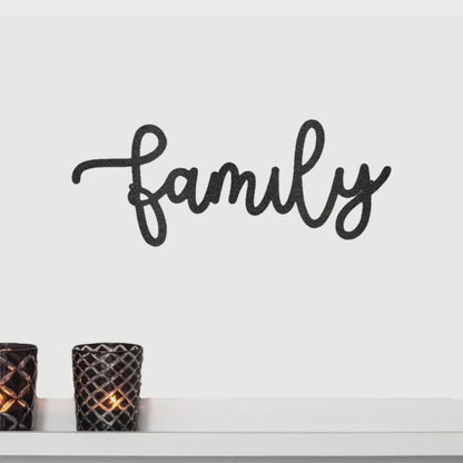 Family Script Indoor Outdoor Metal Wall Art
