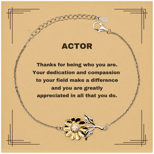 Actor Sunflower Bracelet - Thanks for being who you are - Birthday Christmas Jewelry Gifts Coworkers Colleague Boss - Mallard Moon Gift Shop