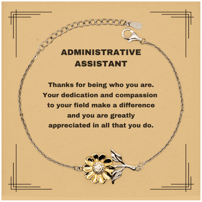 Administrative Assistant Sunflower Bracelet - Thanks for being who you are - Birthday Christmas Jewelry Gifts Coworkers Colleague Boss - Mallard Moon Gift Shop