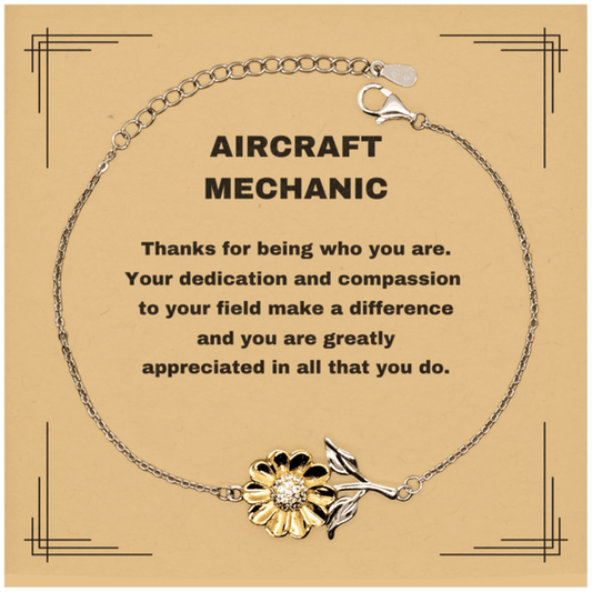 Aircraft Mechanic Sunflower Bracelet - Thanks for being who you are - Birthday Christmas Jewelry Gifts Coworkers Colleague Boss - Mallard Moon Gift Shop