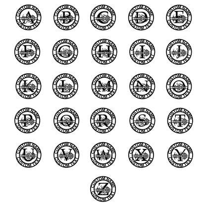 Personalized Elaborate Split Letter Name Initial Indoor Outdoor Steel Wall Sign Metal Art - Mallard Moon Gift Shop