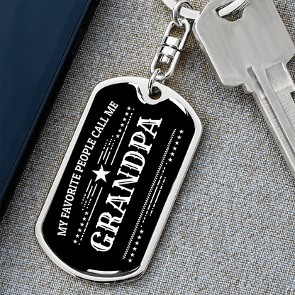 Gift for Grandfather - My Favorite People Call Me Grandpa Custom Engraved Keychain - Mallard Moon Gift Shop