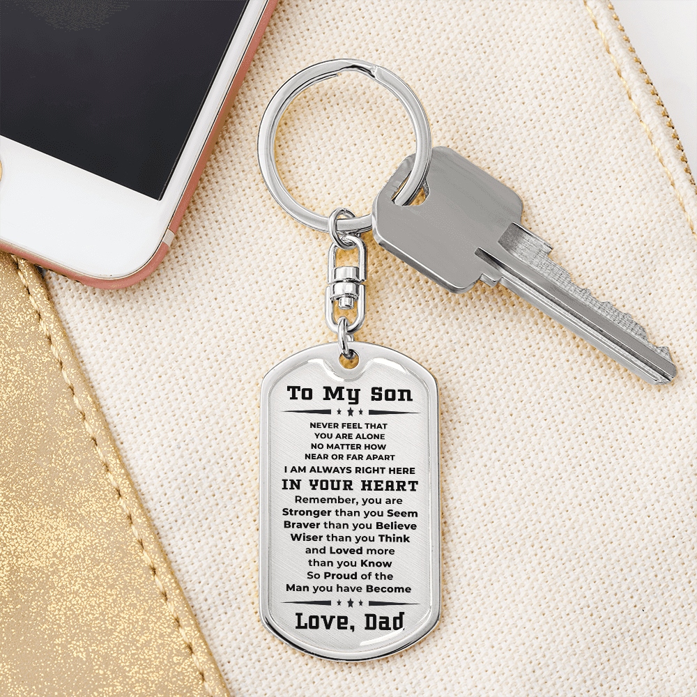 To My Son Proud of the Man You Have Become Love Dad Keychain - Mallard Moon Gift Shop