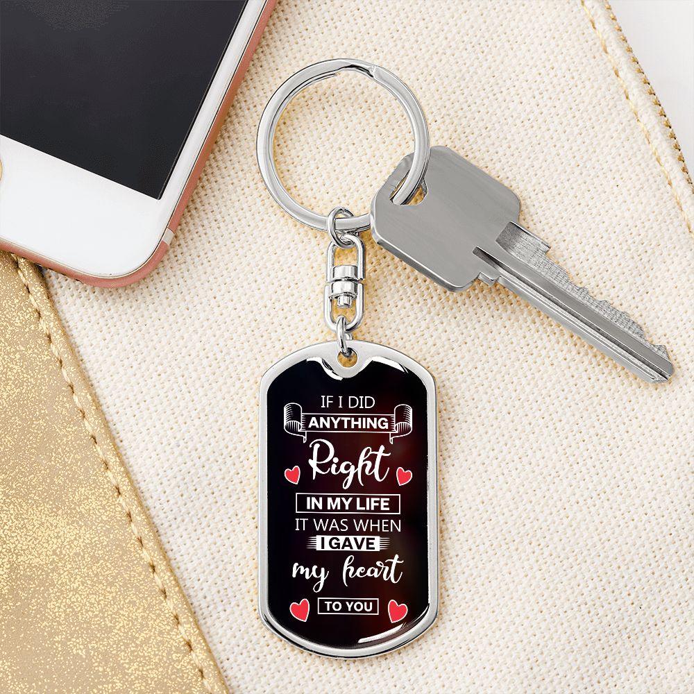 To My Soulmate I Gave My Heart To You Graphic Keychain with Optional Engraved Back - Mallard Moon Gift Shop
