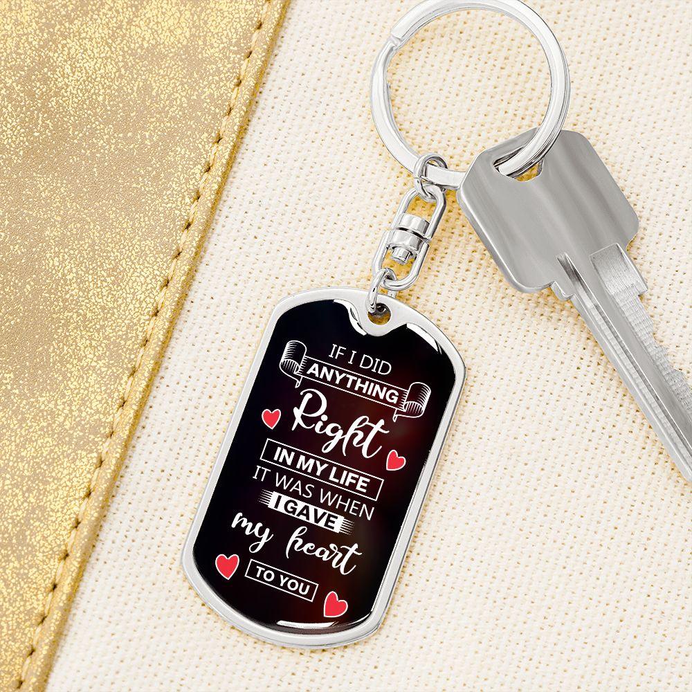 To My Soulmate I Gave My Heart To You Graphic Keychain with Optional Engraved Back - Mallard Moon Gift Shop