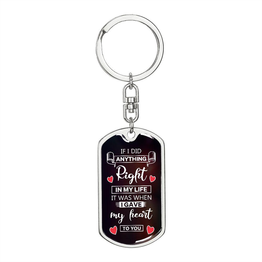 To My Soulmate I Gave My Heart To You Graphic Keychain with Optional Engraved Back - Mallard Moon Gift Shop