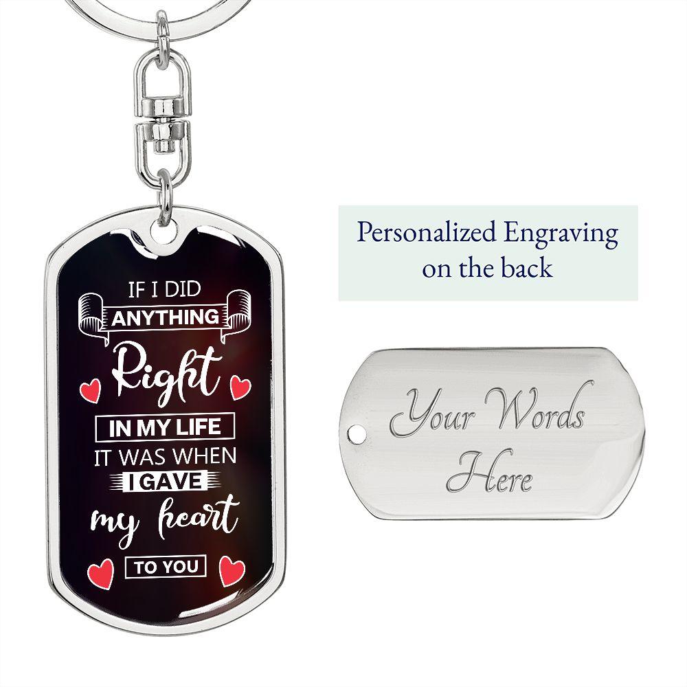 To My Soulmate I Gave My Heart To You Graphic Keychain with Optional Engraved Back - Mallard Moon Gift Shop