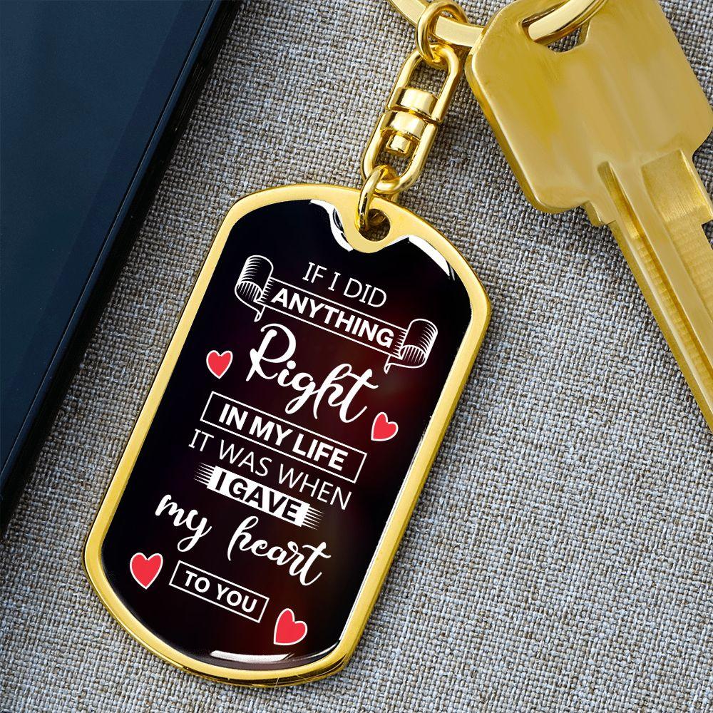 To My Soulmate I Gave My Heart To You Graphic Keychain with Optional Engraved Back - Mallard Moon Gift Shop